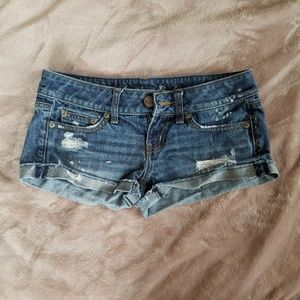 AE low rise denim short shorts distressed